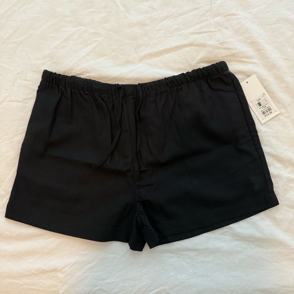 Black Linen Shorts